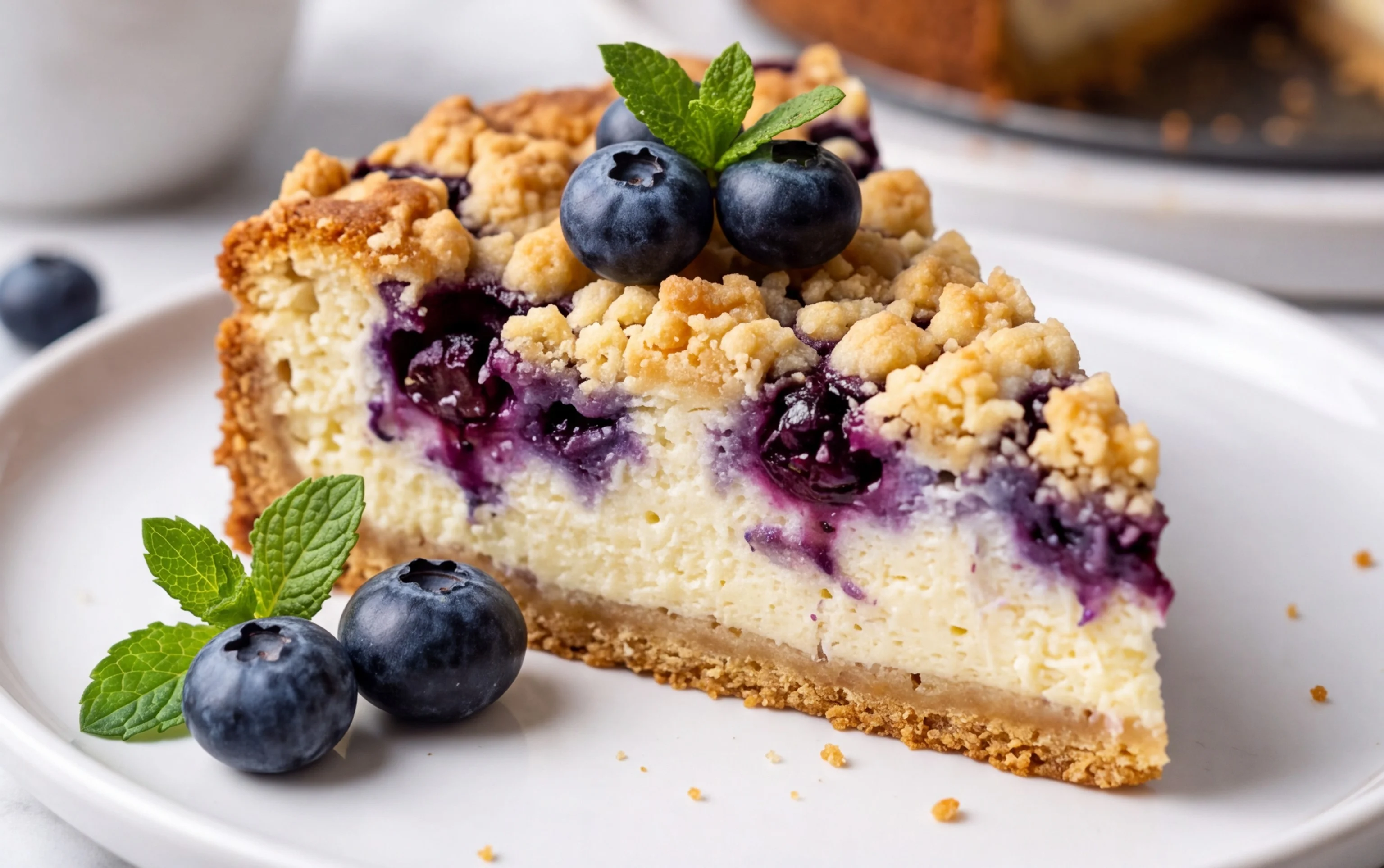 schneller Blaubeer-Quark-Kuchen mit Streuseln
